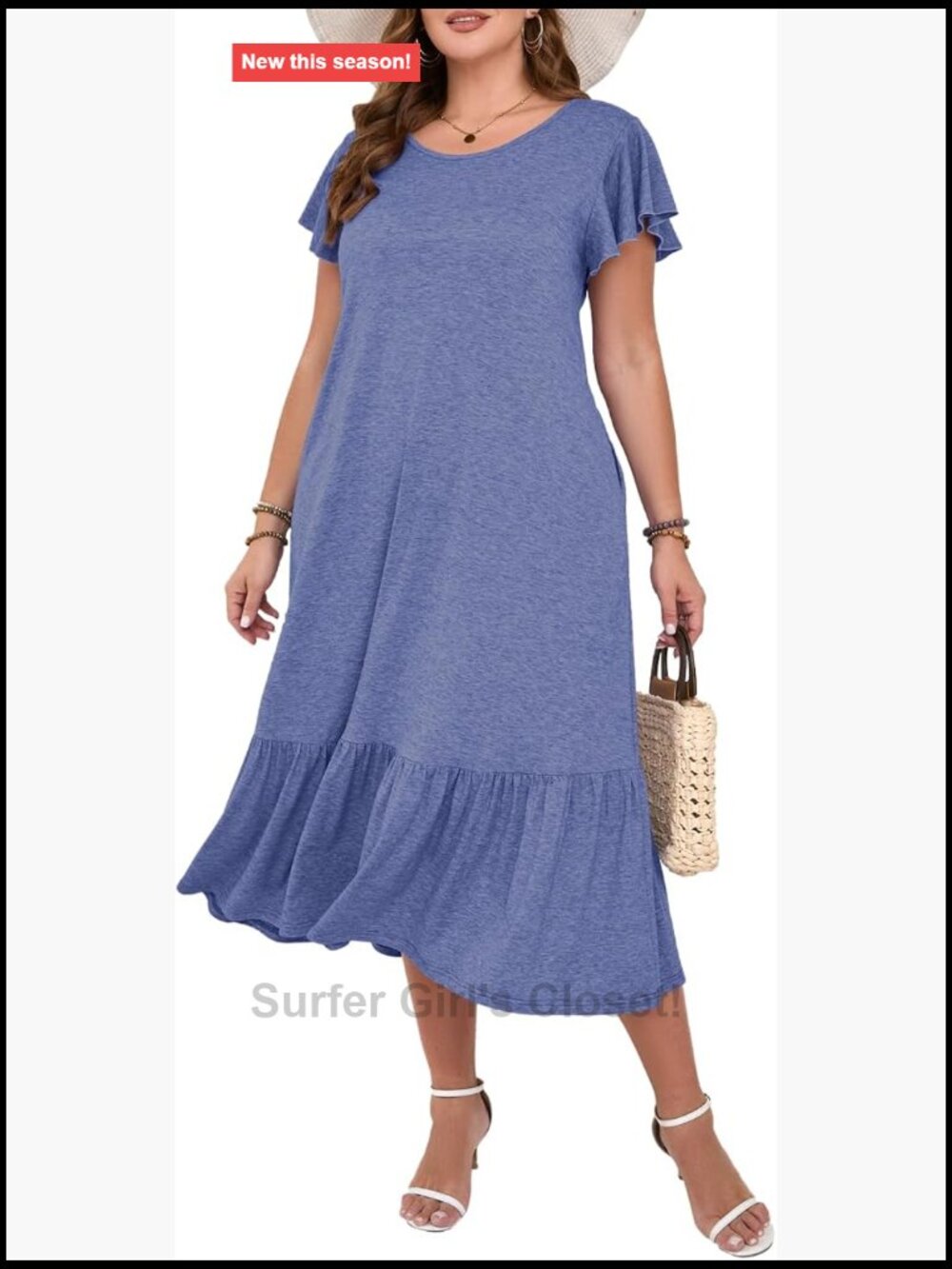 Plus Size Swing Sundress with Pockets Sleeveless Maxi Vacation Dress